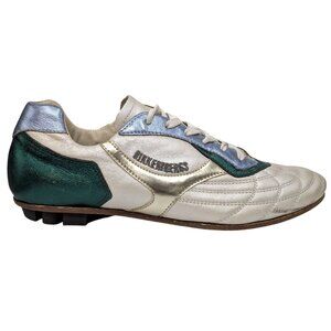 Bikkembergs Futsal Shoes Womens Metallic Green Gold Cream Leather EU 39 US 8.5